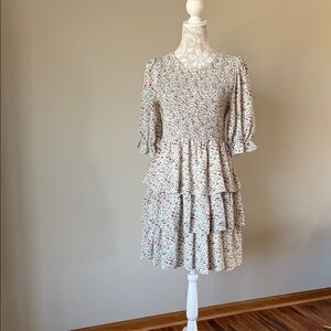 Floral Cream Tiered Dress sz M